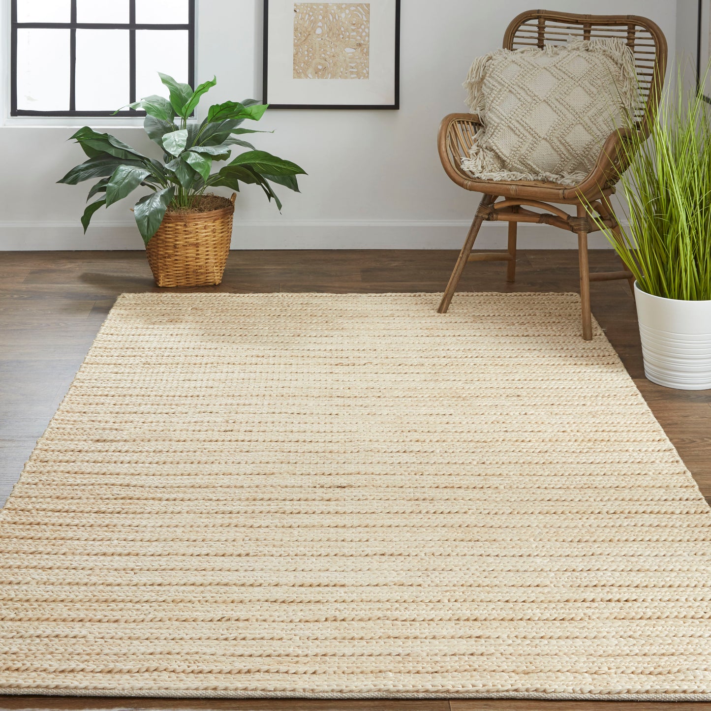 Room Envy Knox 8 x 11 (ft) Loomed Jute Straw Gold Rectangular Indoor Solid Professionally Clean Only Area rug