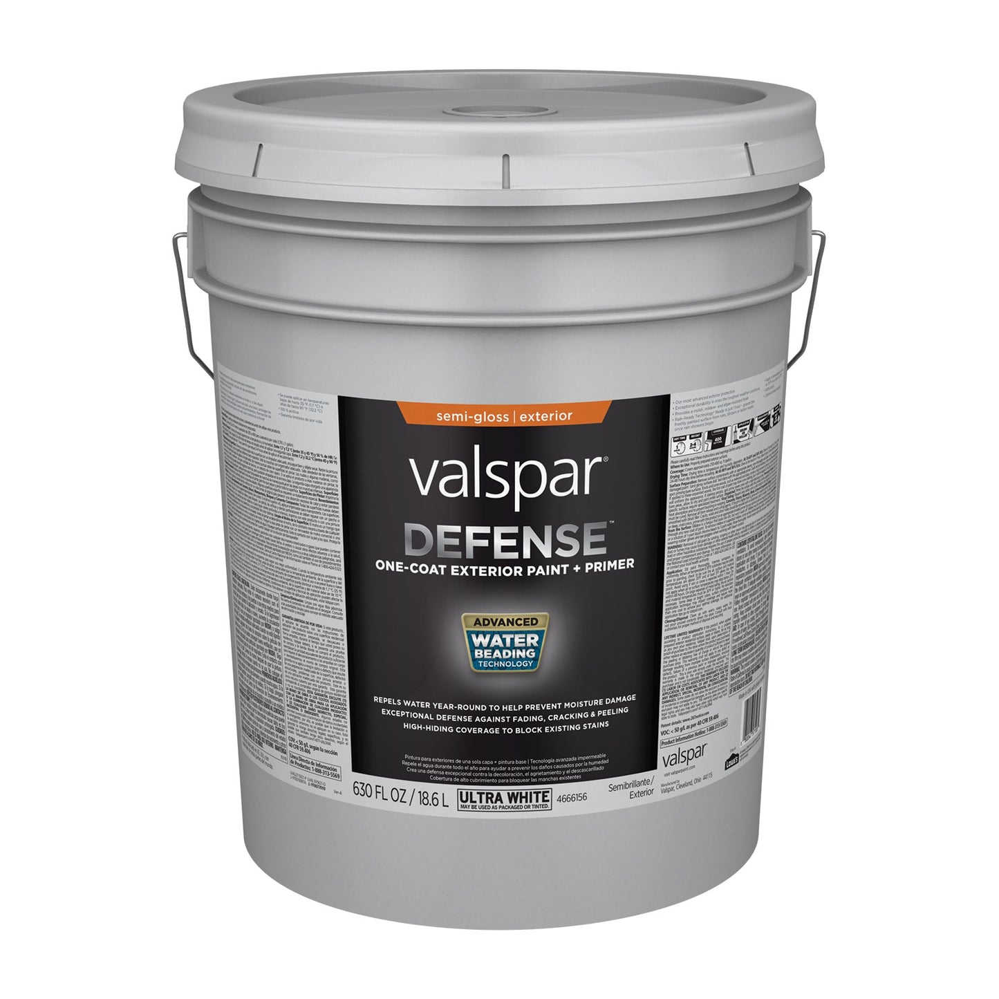 Valspar Semi-gloss Ultra White Tintable Latex Exterior Paint + Primer ( 5-gallon )