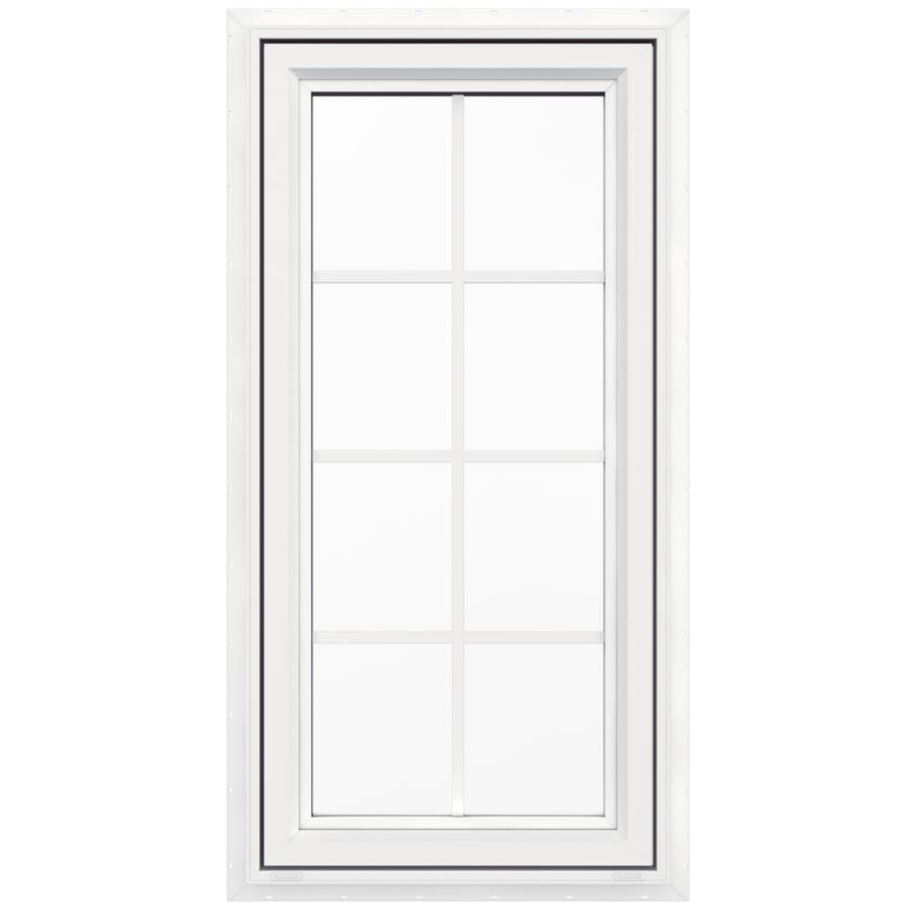 JELD-WEN V-4500 White Left-Handed Vinyl Casement Window with Grids ( Full Screen Included )