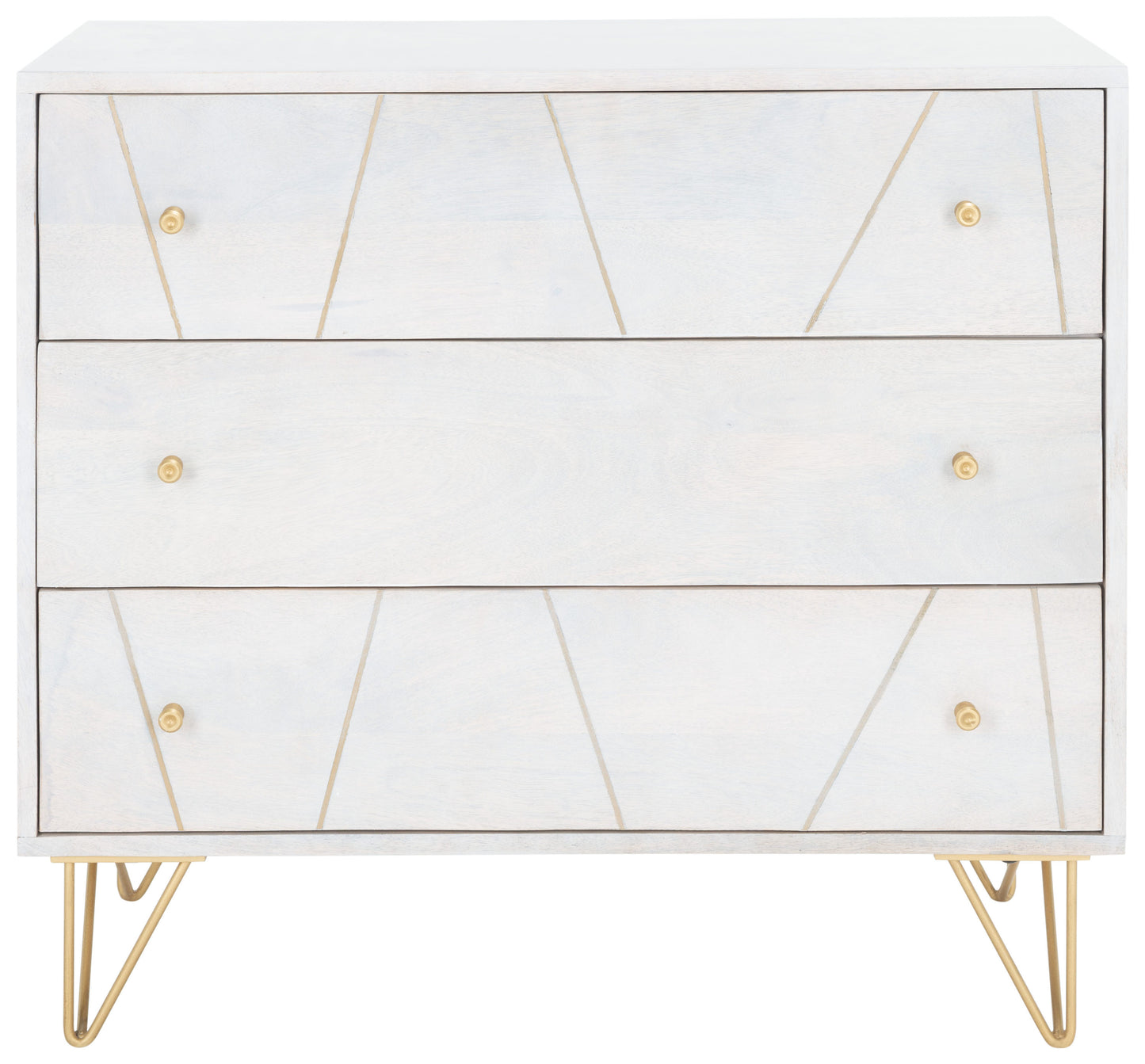 Safavieh Marigold White Wash/Brass 3 -Drawer 31.8-in Standard chest