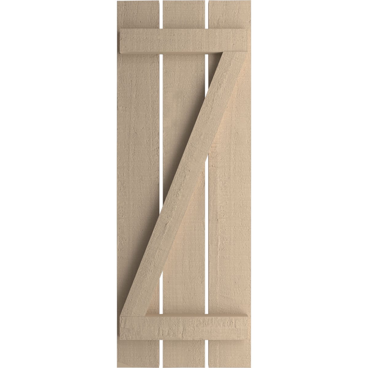 Ekena Millwork 17.5-in W x 62-in H Rough Cedar Paintable/Stainable Board and batten Spaced with z-bar Exterior Shutters ( 2 -Pack )