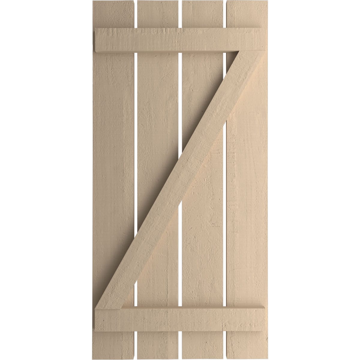 Ekena Millwork 23.5-in W x 74-in H Rough Cedar Paintable/Stainable Board and batten Spaced with z-bar Exterior Shutters ( 2 -Pack )