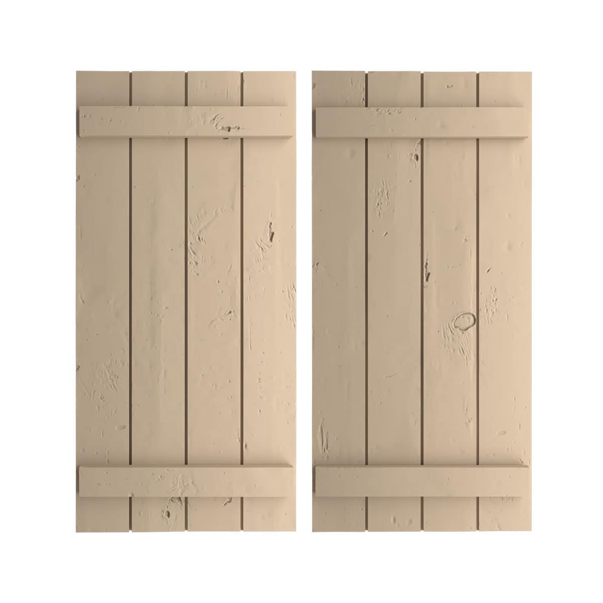 Ekena Millwork 22-in W x 42-in H Knotty Pine Paintable/Stainable Board and batten Exterior Shutters ( 2 -Pack )