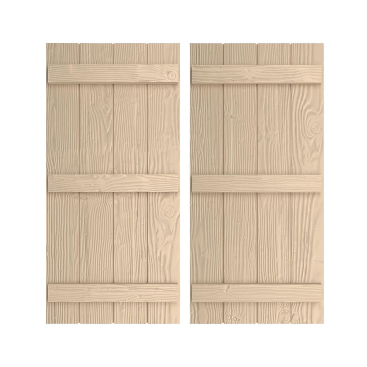 Ekena Millwork 22-in W x 60-in H Sandblasted Paintable/Stainable Board and batten Exterior Shutters ( 2 -Pack )