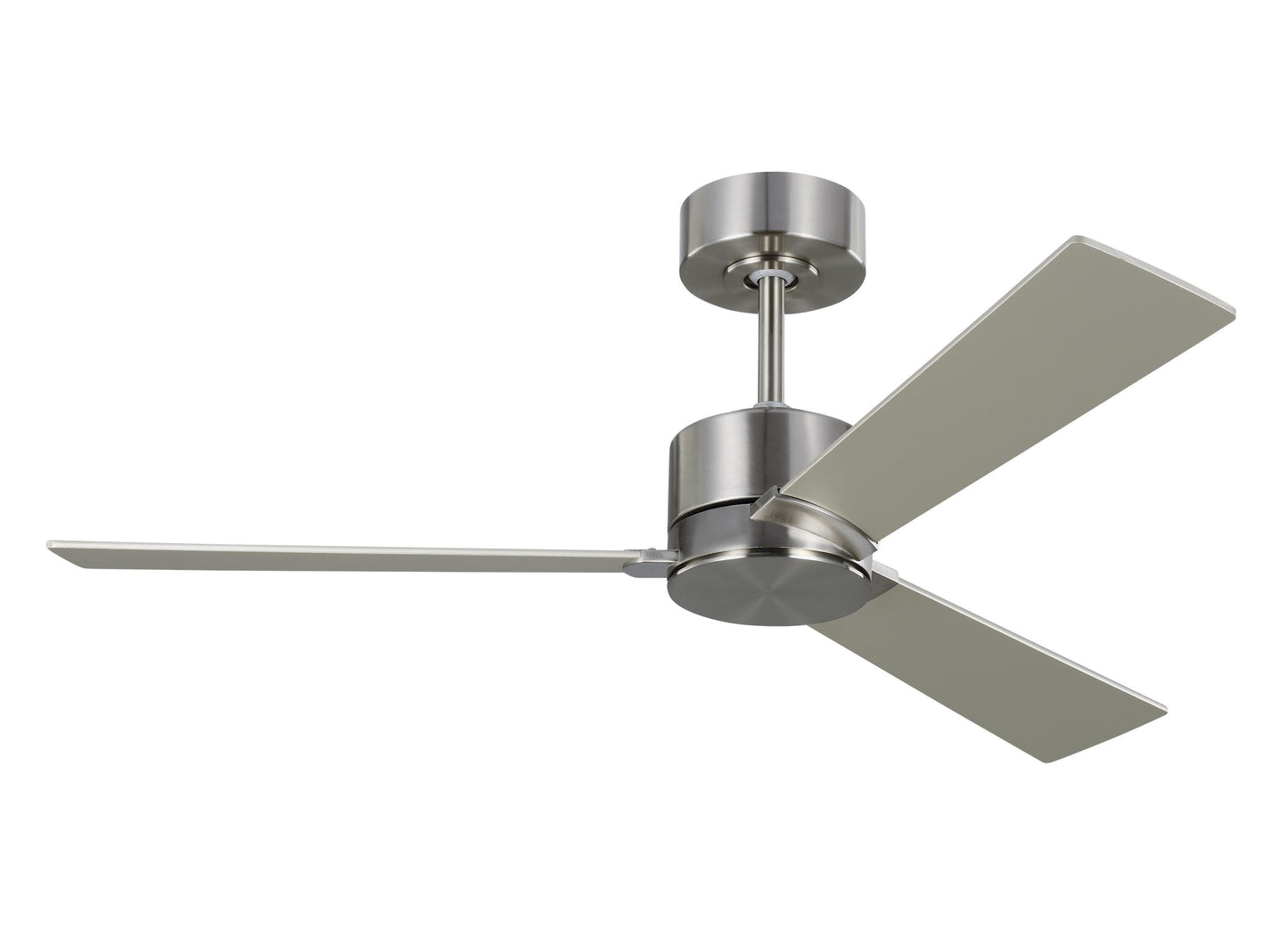 Generation Lighting Rozzen 44-in Brushed Steel with Silver/American Walnut reversible blades Blades Propeller Ceiling Fan Light Kit Compatible - Remote Included ( 3 -Blade )