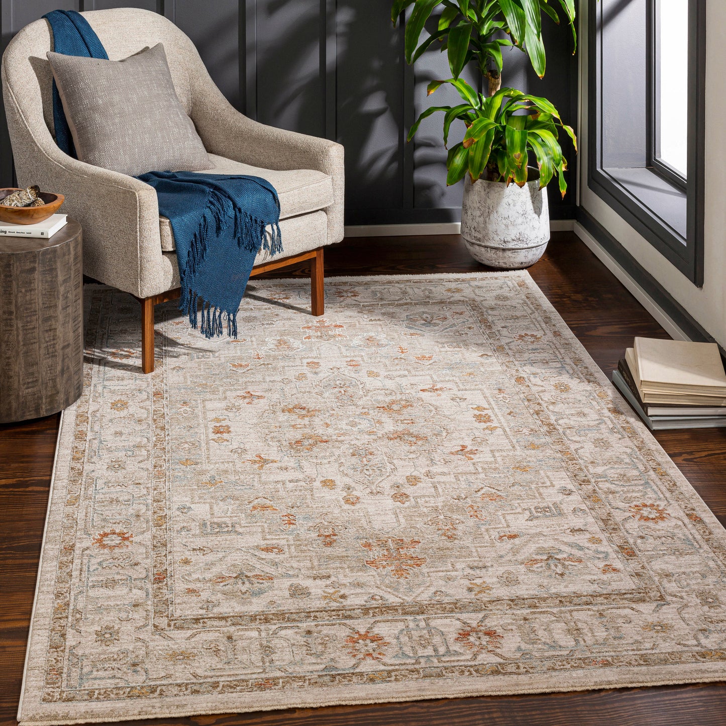 Surya Avant Garde 3 x 8 (ft) Flatweave Polyester Cream Rectangular Indoor Medallion Oriental Spot Clean Only Pet Friendly Runner rug