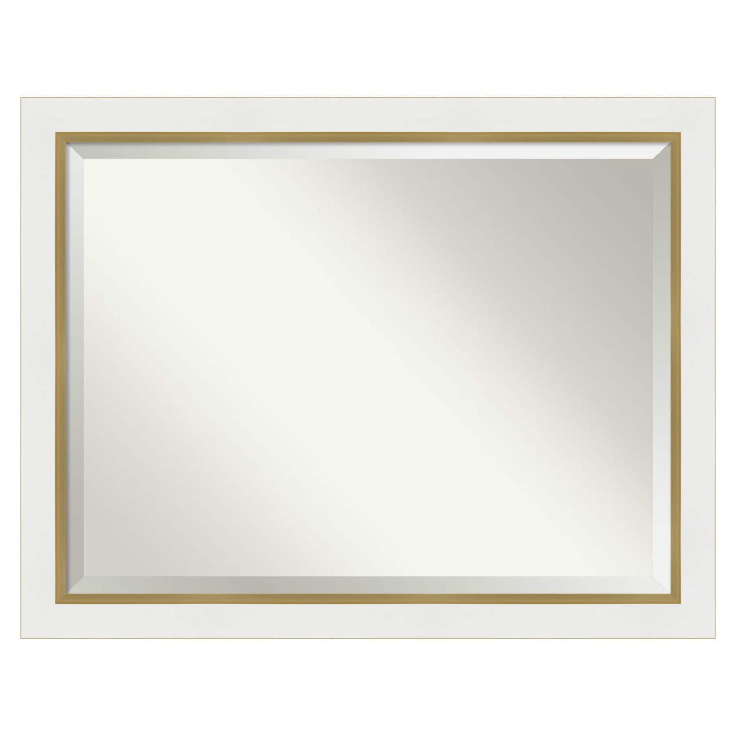 Amanti Art Eva White Gold 45.25-Inches W x 35.25-Inches H Rectangle Eva White Gold Framed Wall Mirror