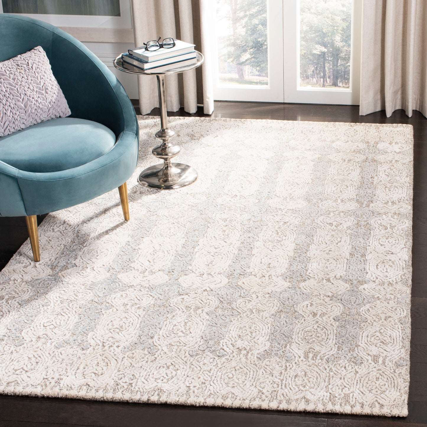 Safavieh Glamour Lumi 8 x 11 (ft) Tufted Synthetic Gray/Ivory Rectangular Indoor Abstract Bohemian/Eclectic Spot Clean Only Area rug