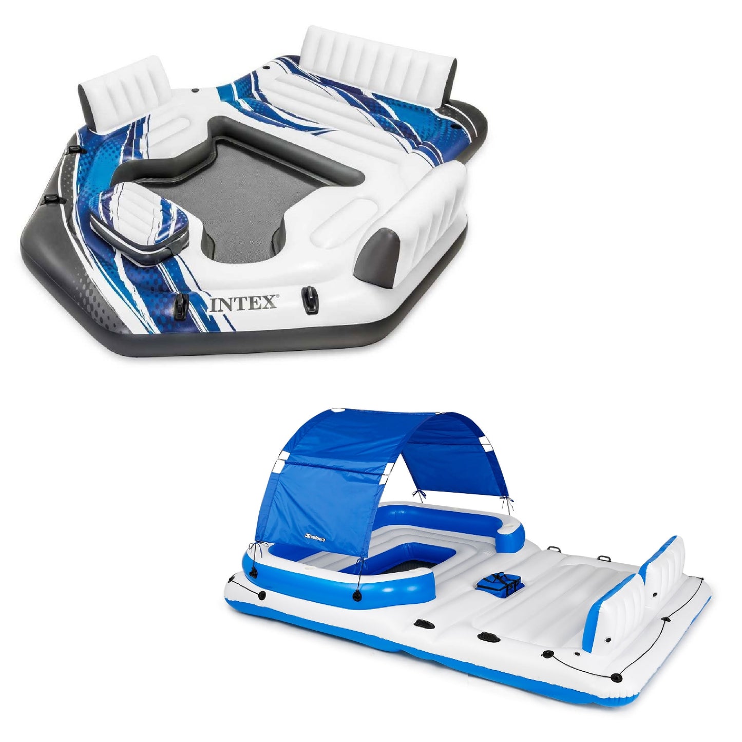 Intex 129-in x 112-in 5 -Seat Blue Inflatable lounger