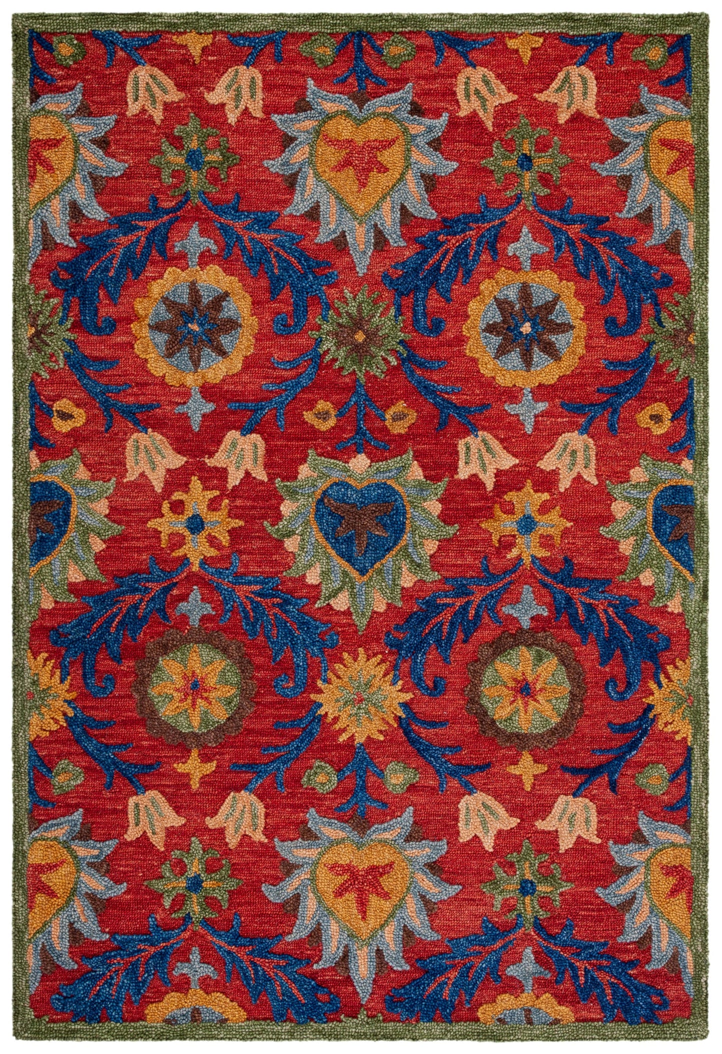Safavieh Blossom Cora 8 x 10 (ft) Tufted Wool Red/Blue Rectangular Indoor Abstract Bohemian/Eclectic Spot Clean Only Area rug