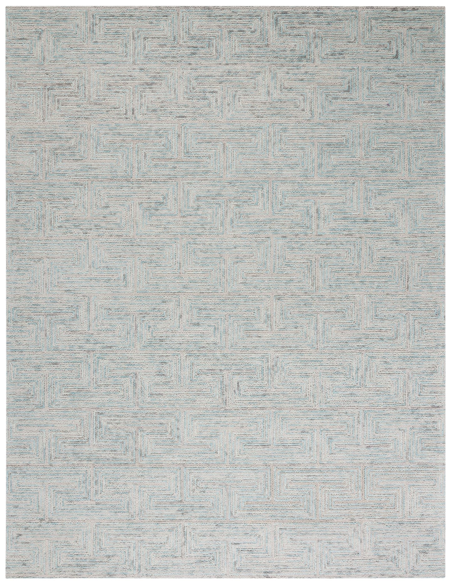 Safavieh Ikat Sunita 8 x 10 (ft) Tufted Wool Teal/Gray Rectangular Indoor Abstract Farmhouse/Cottage Spot Clean Only Area rug
