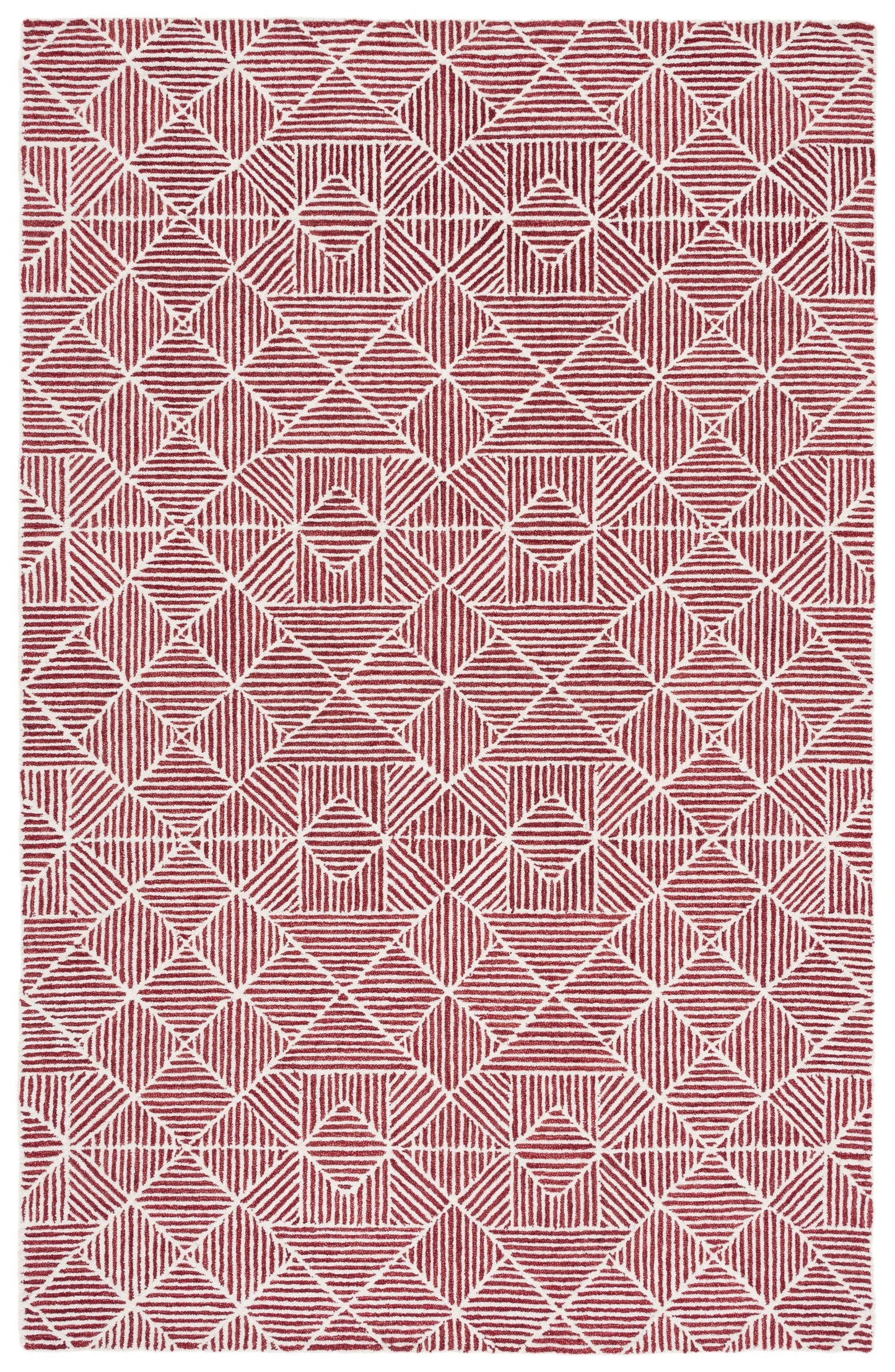 Safavieh Abstract Renee 6 x 9 (ft) Tufted Wool Red/Ivory Rectangular Indoor Geometric Farmhouse/Cottage Spot Clean Only Area rug