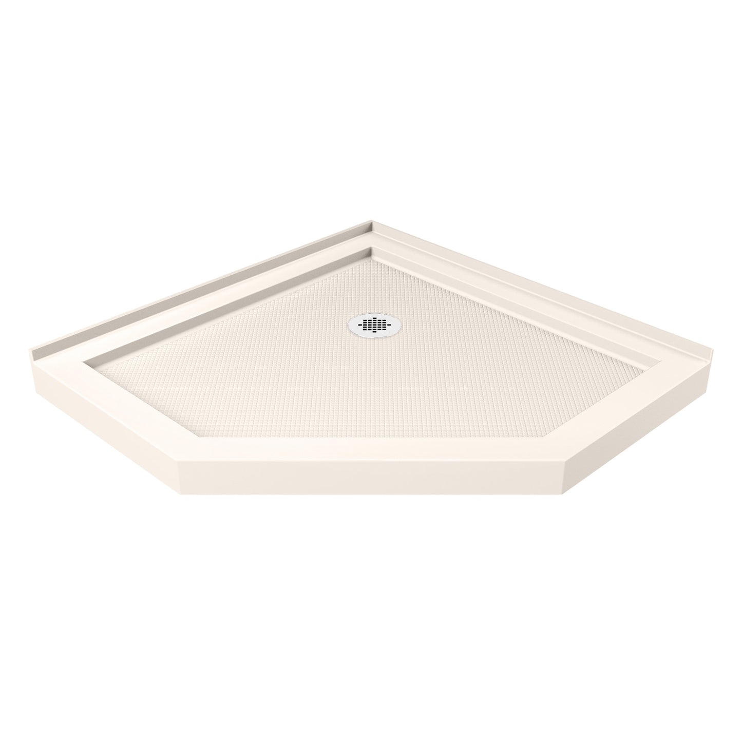 DreamLine SlimLine 36-in W x 36-in L Corner Biscuit Double Threshold Neo-angle Corner Shower Pan Base with 2.75-in H Threshold