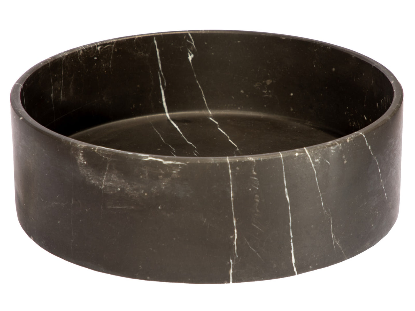 Eden Bath Marble 16.0-in Vessel Round Modern Nero Marquino Marble Bathroom Sink