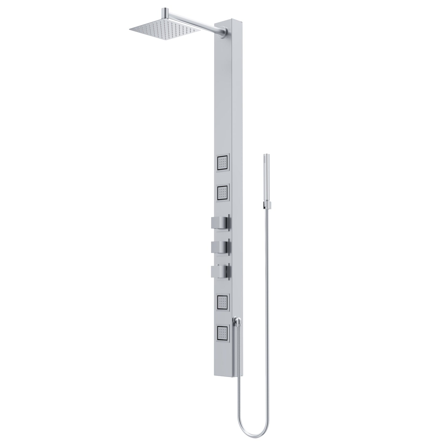 VIGO Sutton Stainless Steel 8-in Waterfall Shower Panel System with 3-way Diverter ( Thermostatic Valve Included )