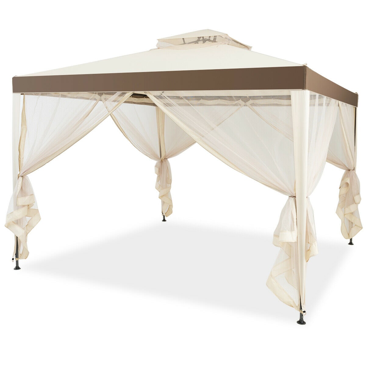 WELLFOR 10-ft x 10-ft Patio Sun Shelter Beige with Soft Top Roof