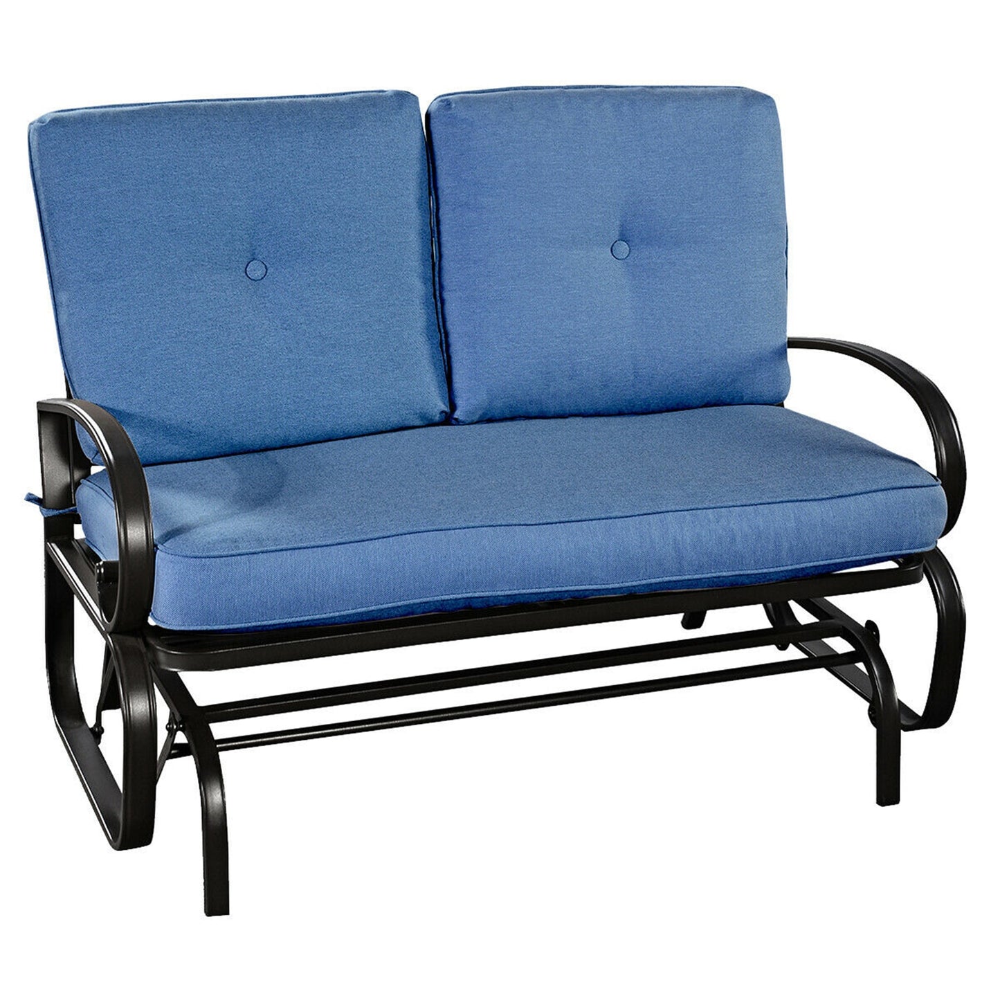 Mondawe Black Metal Frame Rocking Chair with Blue Cushioned Seat