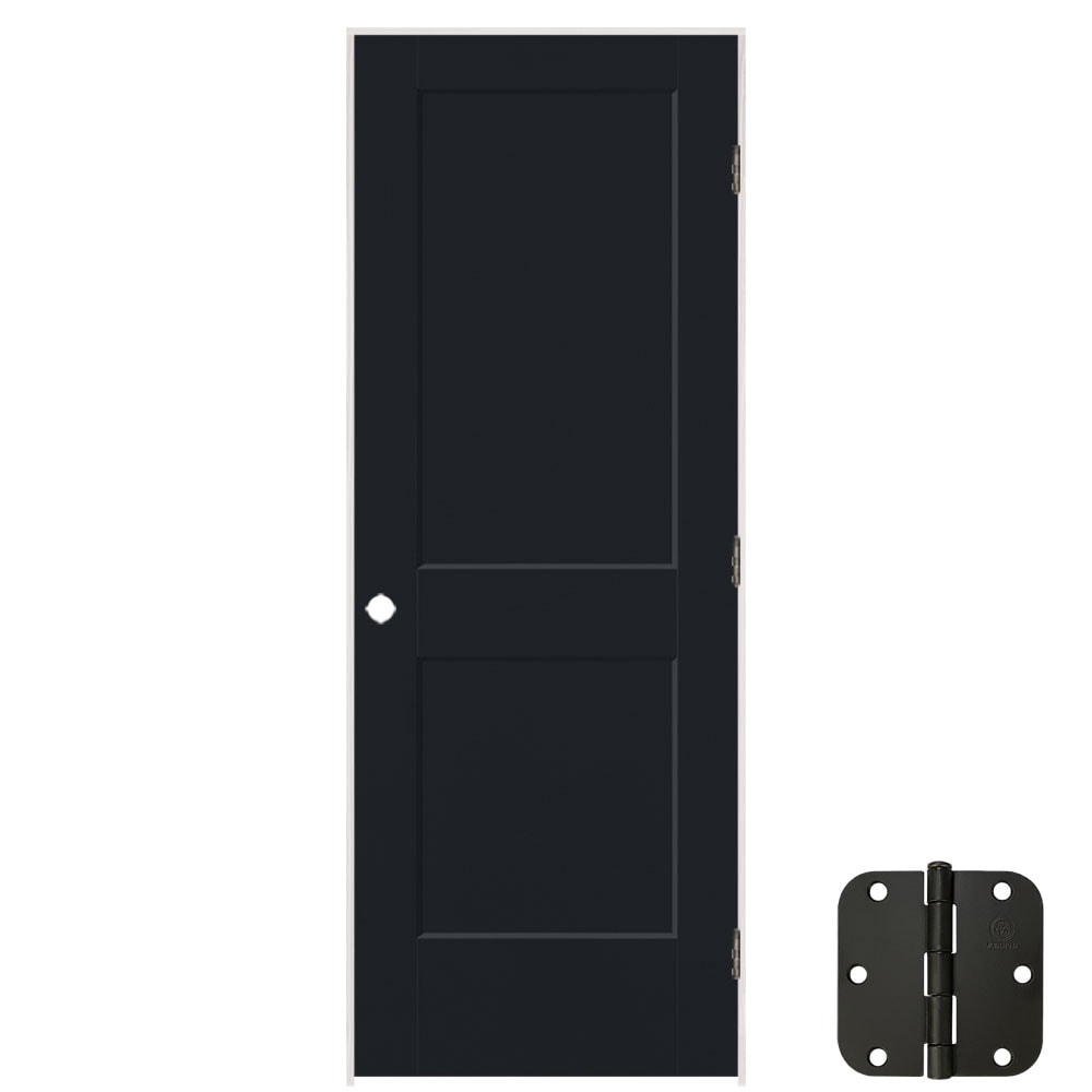 Masonite 32-in x 80-in Midnight Solid core 2-panel Left hand Smooth Prefinished Molded composite Flat Jamb Single Prehung Interior Door with