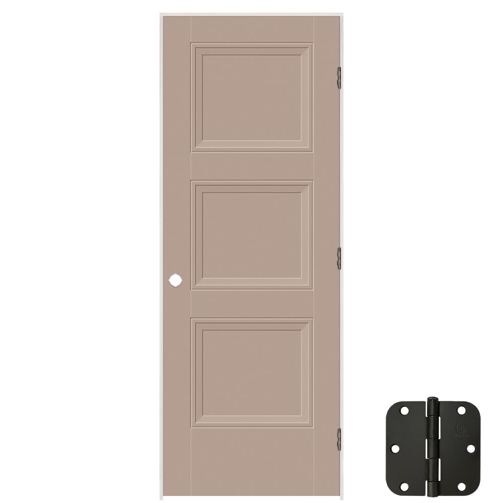 Masonite 24-in x 80-in Sandpiper Solid core 3-panel Right hand Smooth Prefinished Molded composite Flat Jamb Single Prehung Interior Door with