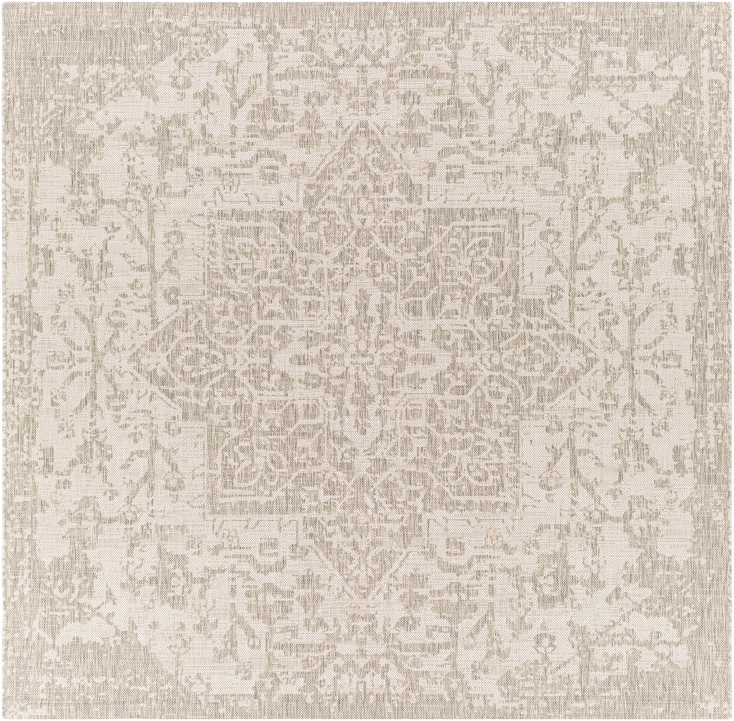 Livabliss Eagean 8 x 8 (ft) Flatweave Polypropylene Light Grey Square Indoor/Outdoor Medallion Oriental Spot Clean Only Pet Friendly Area rug