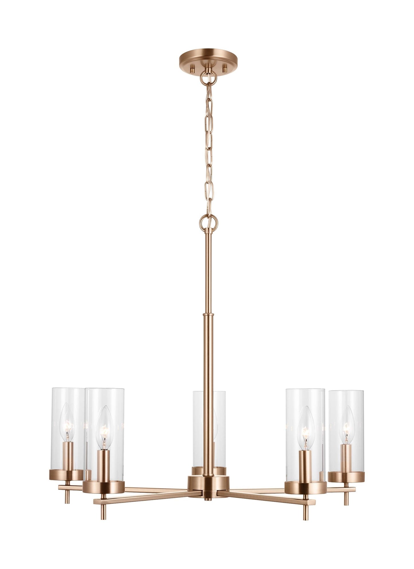 Generation Lighting Zire 5 -Light Satin Brass Indoor Clear glass Glass Steel Chandelier