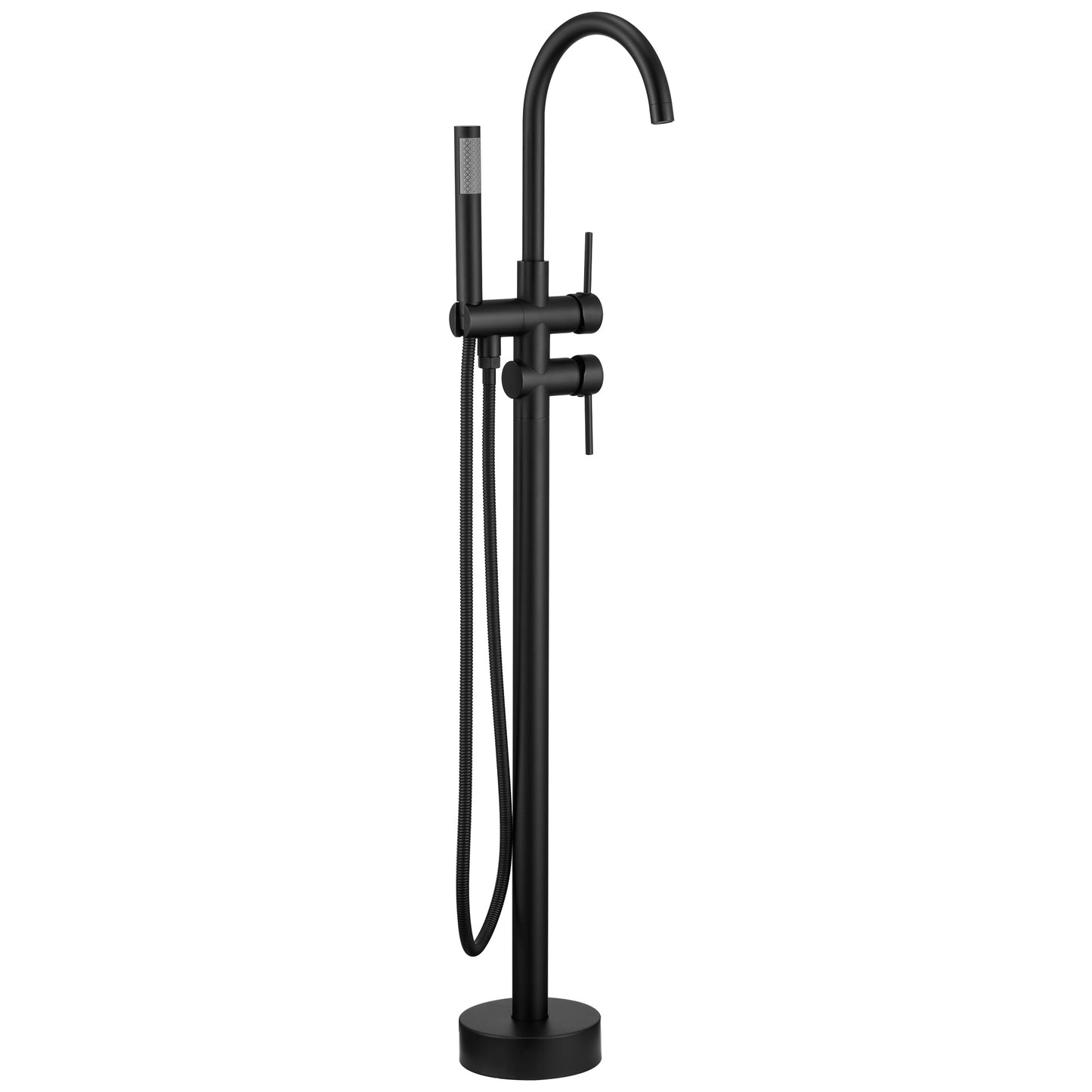 CASAINC Freestanding Bathtub Faucet Matte Black 2-handle Freestanding Swivel Bathtub Faucet with Hand Shower ( Valve Included )
