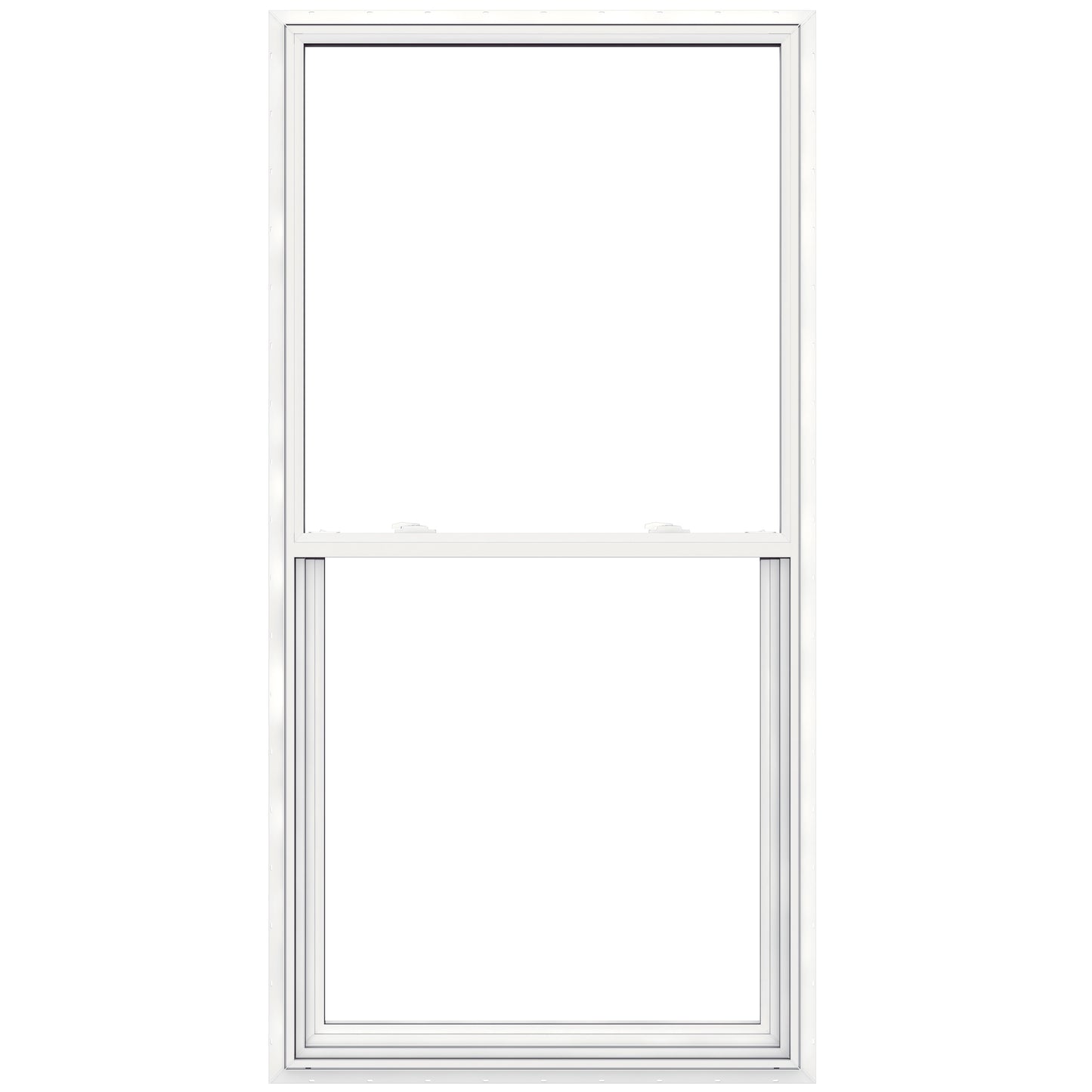 JELD-WEN V-2500 35-1/2-in x 71-1/2-in White Exterior Vinyl New Construction Single Hung Window Low-E argon Double Pane Glass (Half Screen Included)