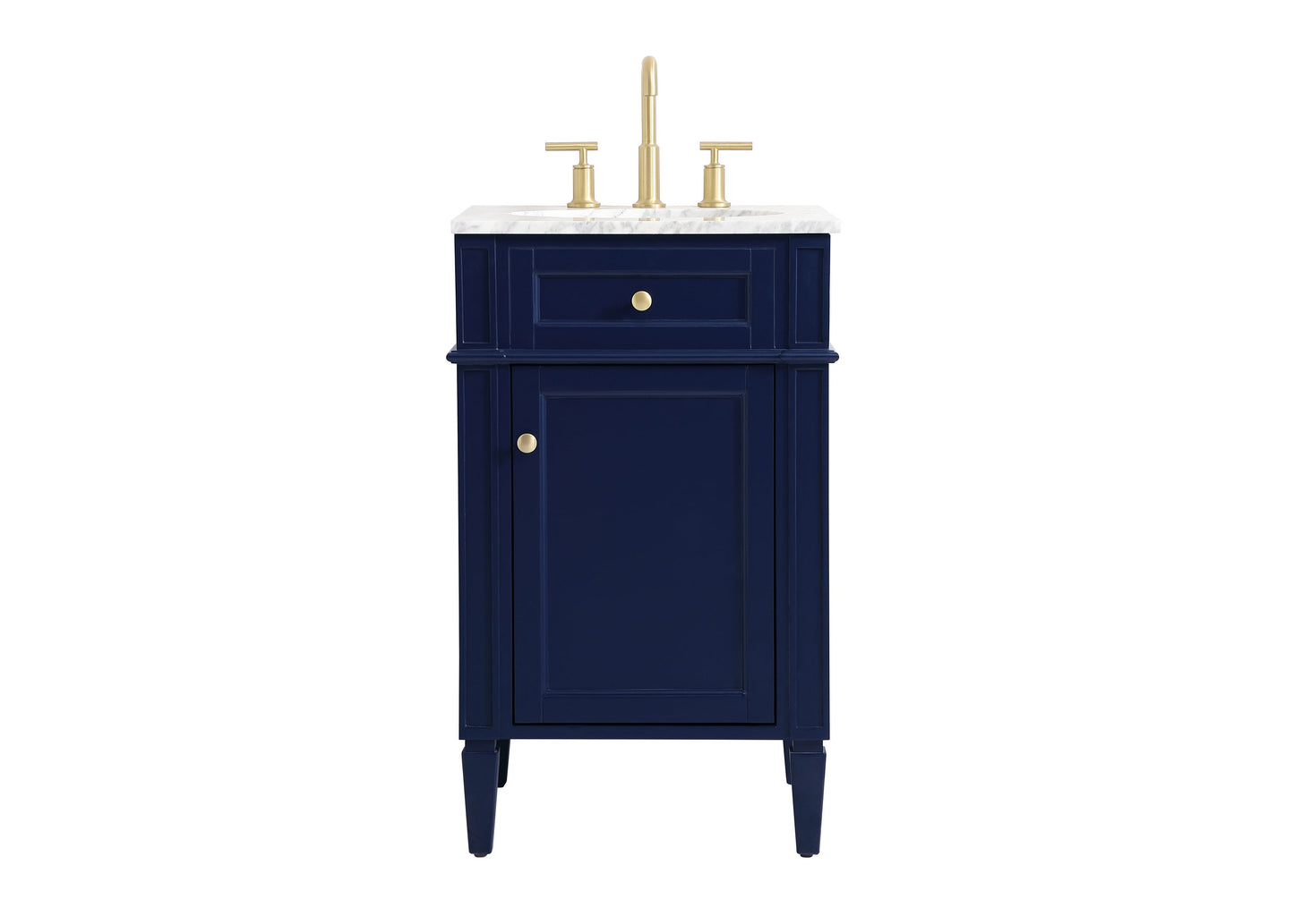 Elegant Decor Home Furnishing 21-in Blue Undermount Single Sink Bathroom Vanity with Carrara White Marble Top