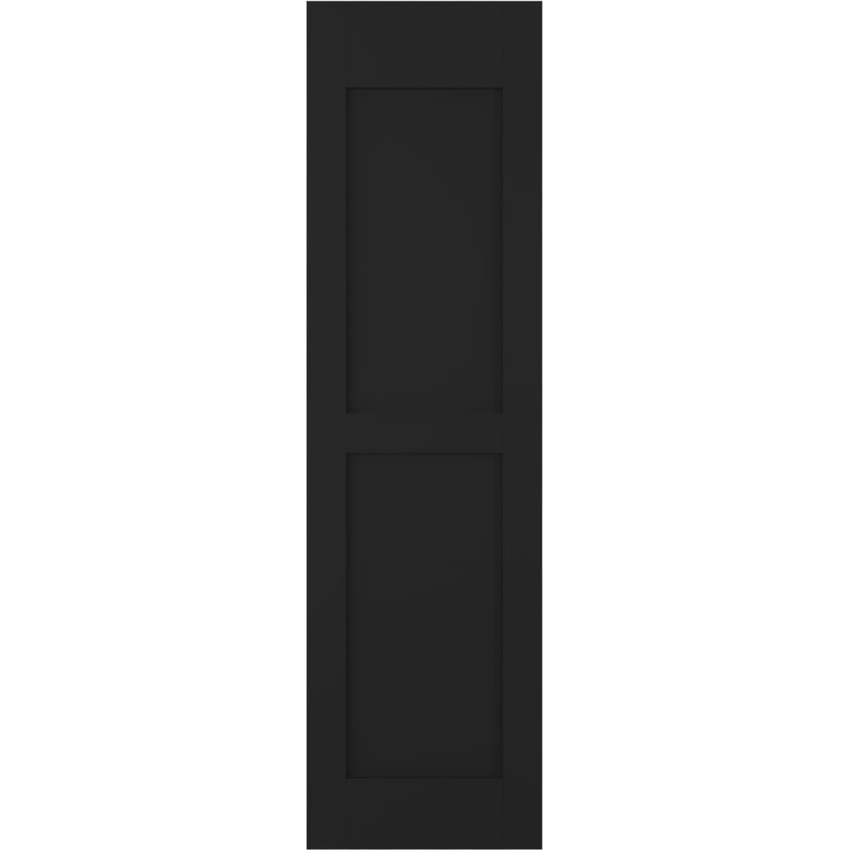 Ekena Millwork 15-in W x 76-in H Black Paintable/Stainable Flat panel Wood Exterior Shutters ( 2 -Pack )