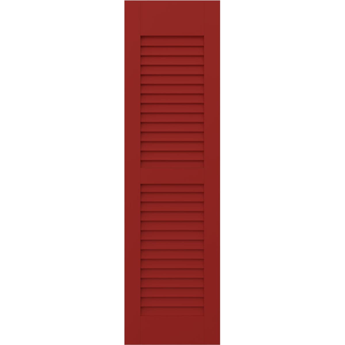 Ekena Millwork 15-in W x 50-in H Fire Red Paintable/Stainable Louvered Wood Exterior Shutters ( 2 -Pack )