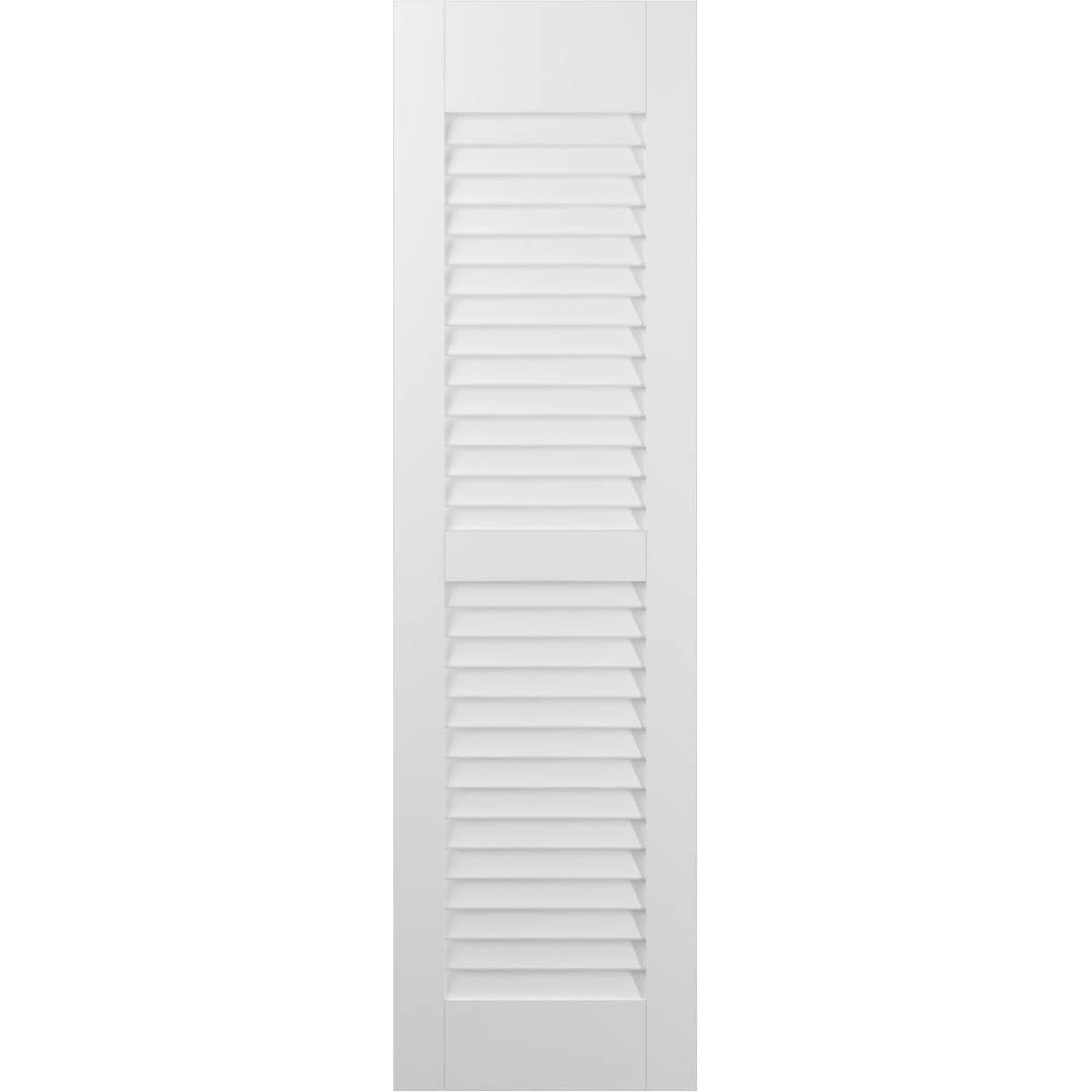 Ekena Millwork 18-in W x 63-in H White Paintable/Stainable Louvered Wood Exterior Shutters ( 2 -Pack )