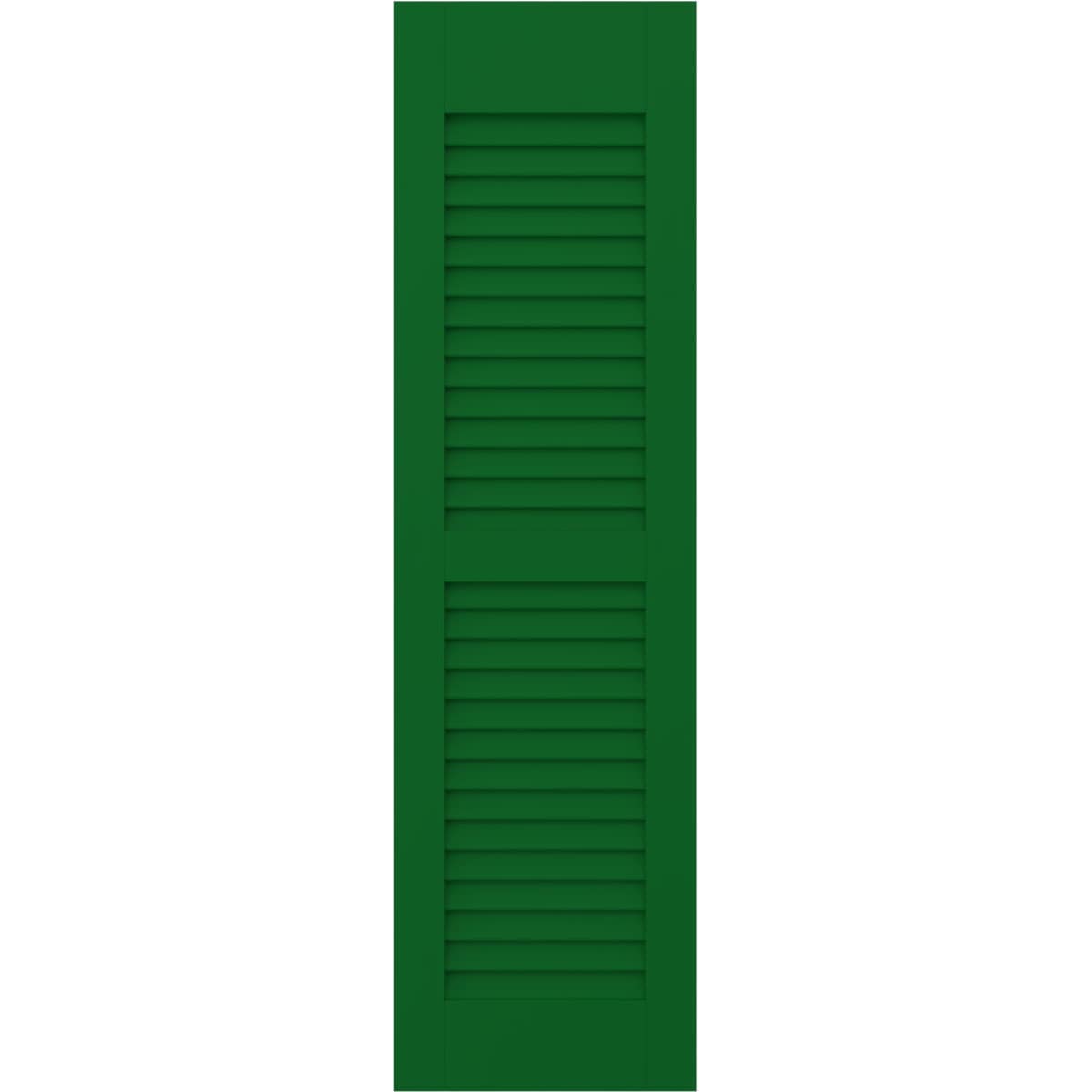 Ekena Millwork 18-in W x 54-in H Viridian Green Paintable/Stainable Louvered Wood Exterior Shutters ( 2 -Pack )