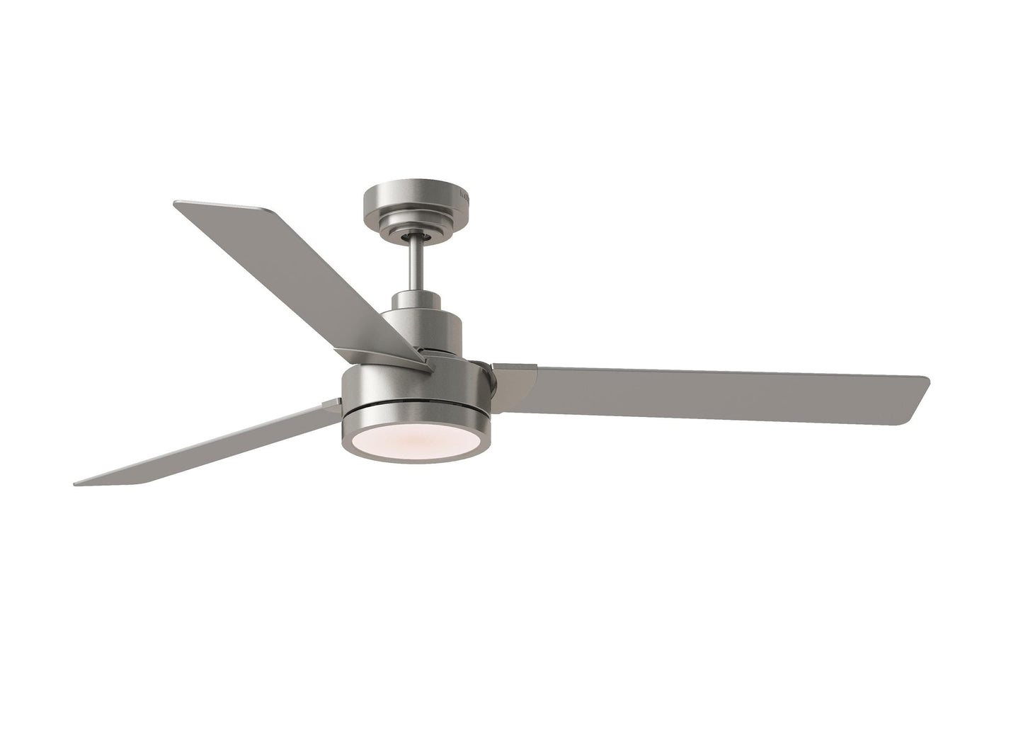 Generation Lighting Jovie 58-in Brushed Steel with Silver/American Walnut Reversible Blades Integrated LED Covered Outdoor Propeller Ceiling Fan With Light 3 -Blade