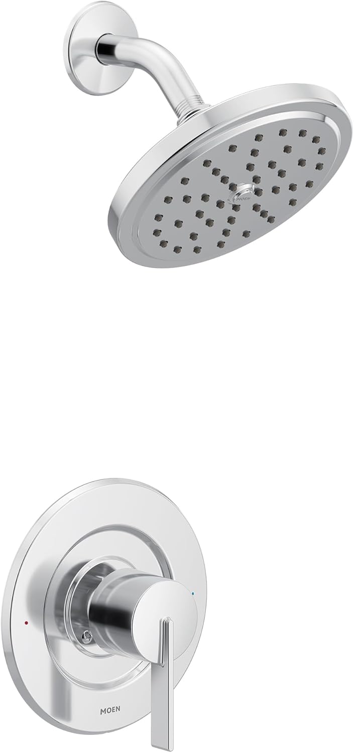 Moen T2262EP Cia PosiTemp Eco-Performance Round Rain Shower Head with 1-Handle Faucet Trim Kit, Valve Required, Chrome