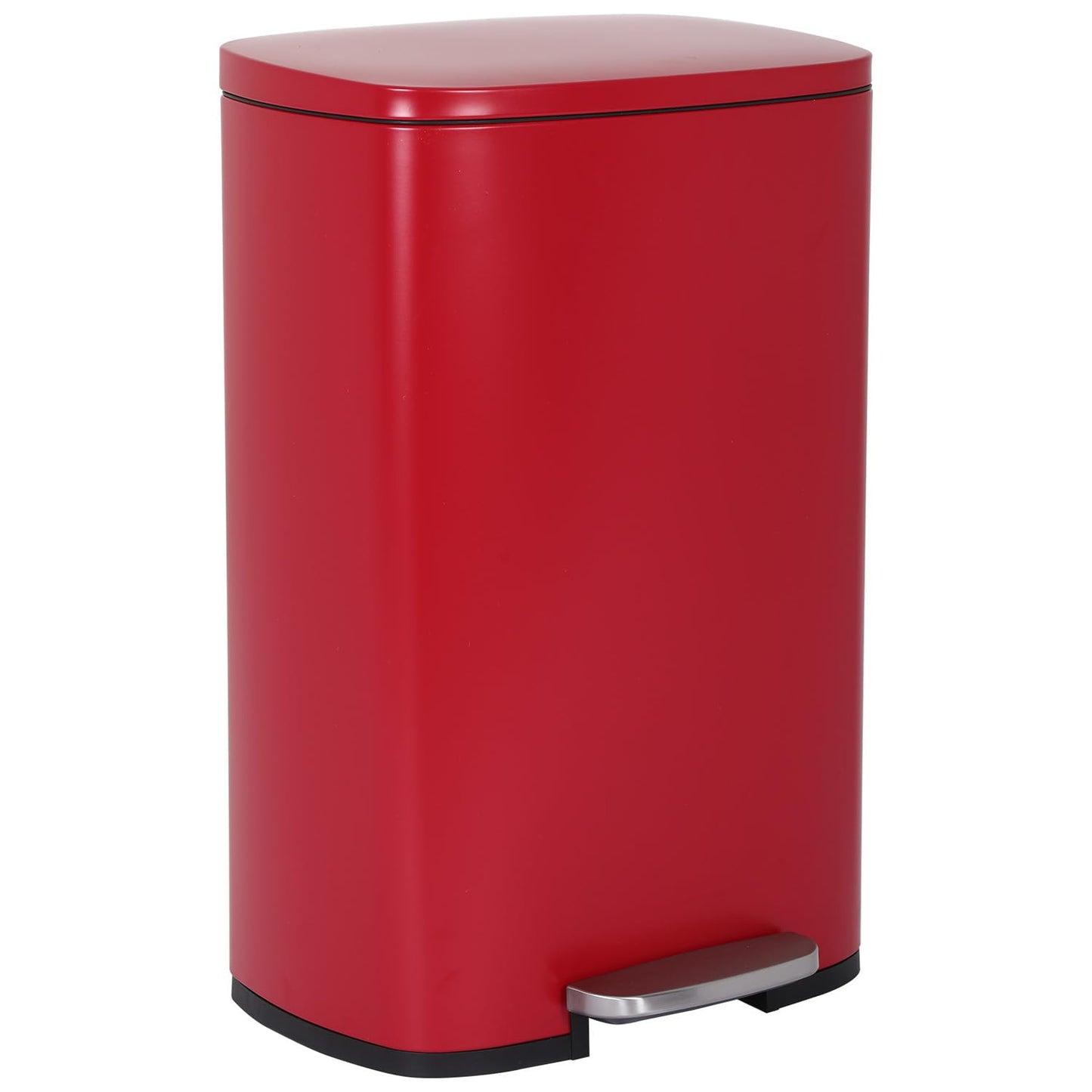 Dopinmin 13 Gallon\/50 Liter Kitchen Trash Can, Fingerprint Proof Stainless Steel Kitchen Garbage Can with Removable Inner Bucket and Hinged Lids, Step Trash Bin Pedal Rubbish Bin for Home Office,Red