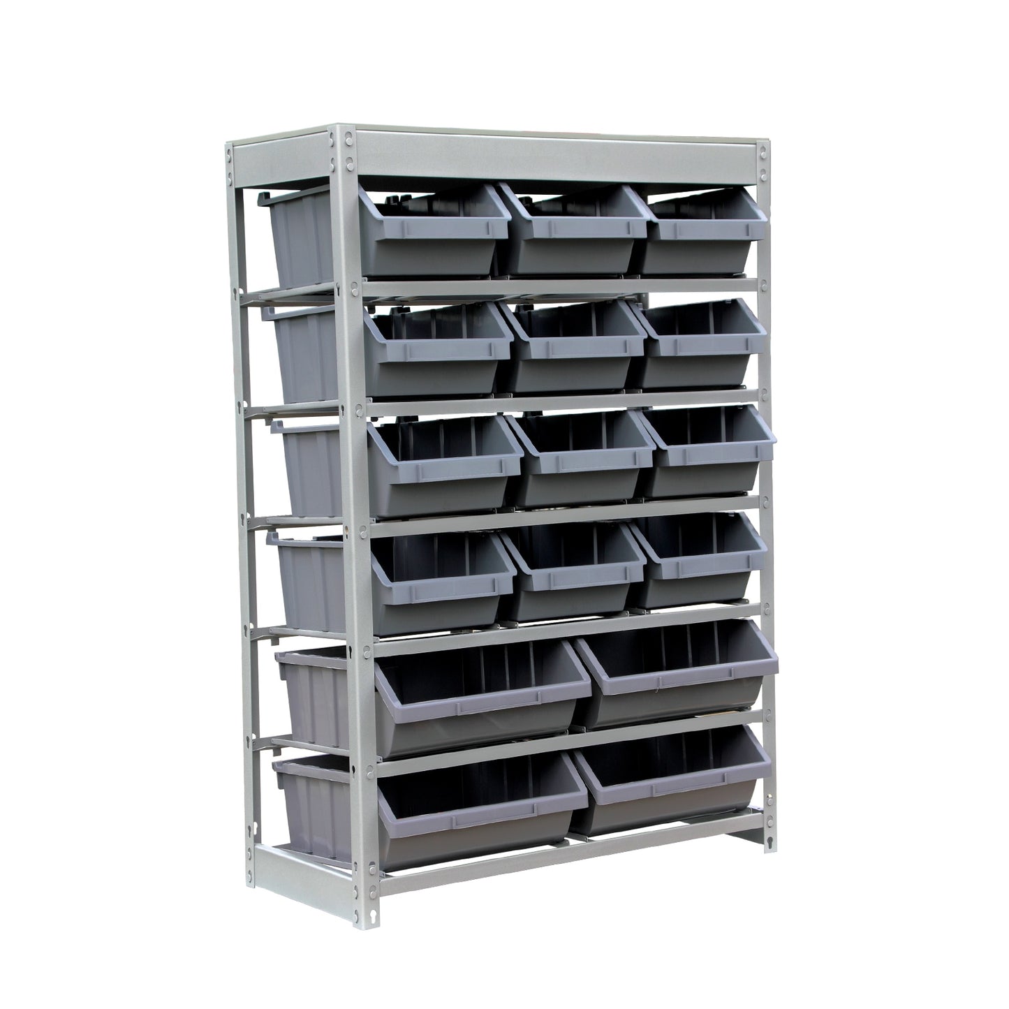 KING'S RACK Storage Bin Rack System 6 -Tier Heavy Duty Gray Metal Utility shelving unit 34 W x 16 D x 50 H )