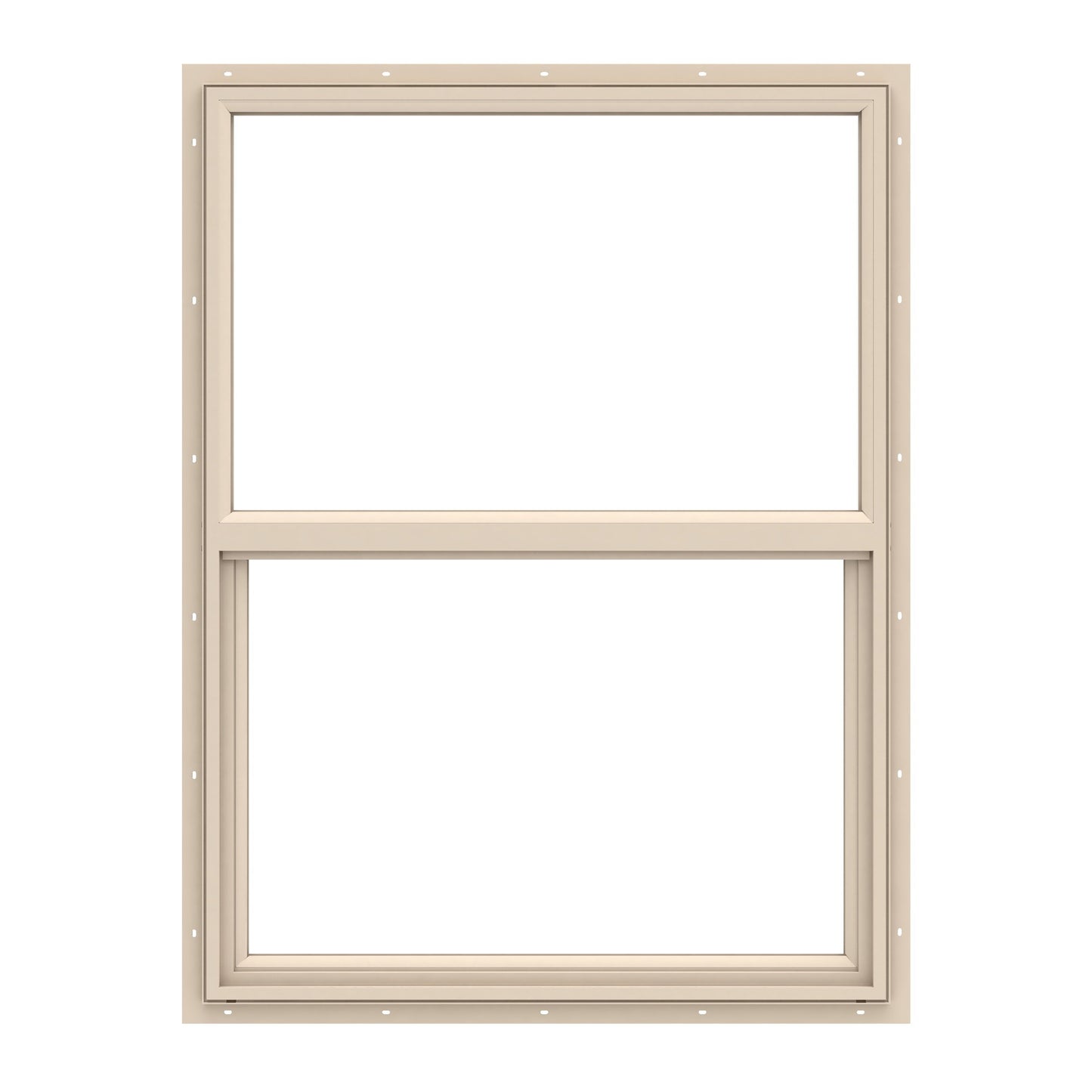 Pella 150 Series 23-1/2-in x 35-1/2-in Almond Exterior Vinyl New Construction Single Hung Window Low-E argon Double Pane Glass (Half Screen Included)