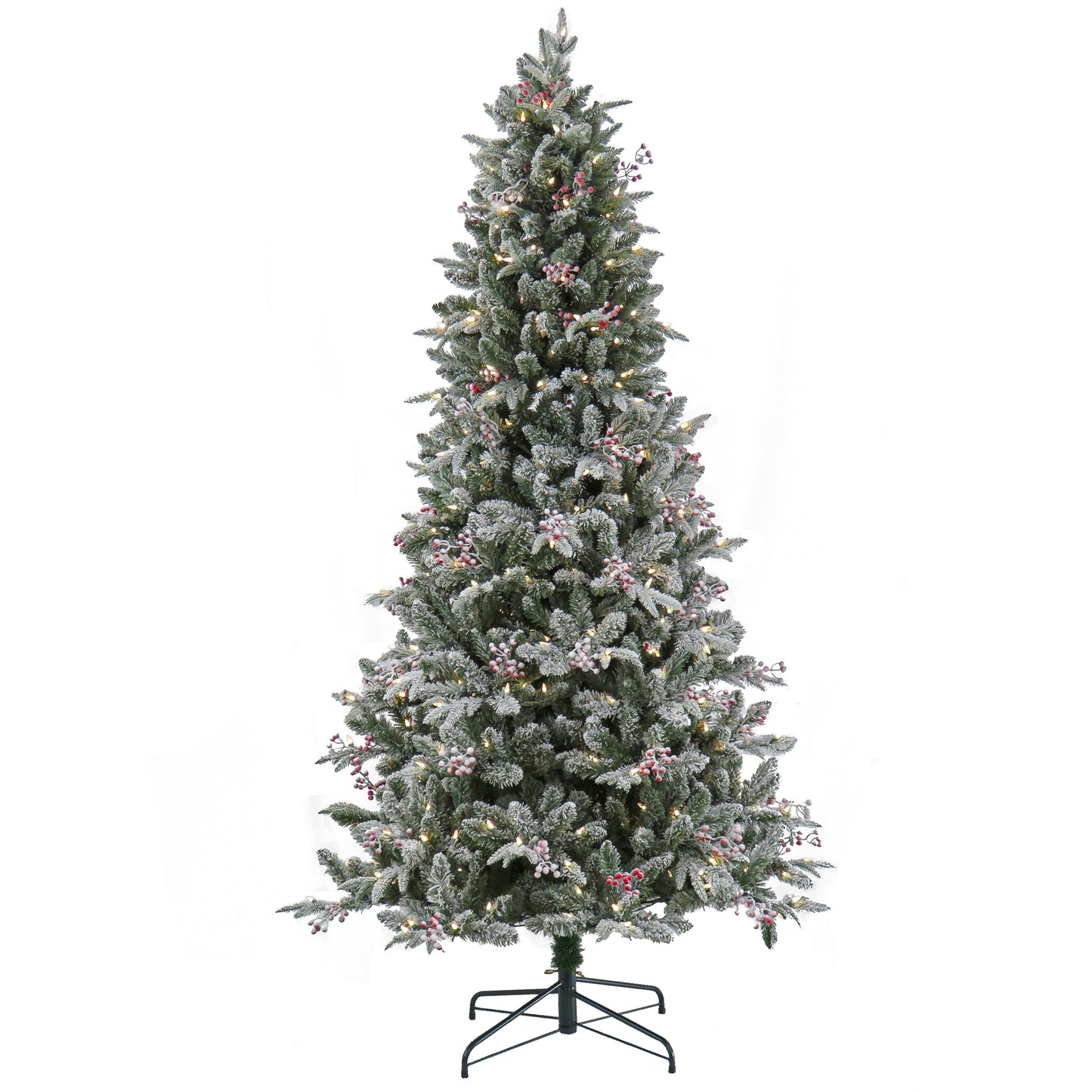 National Tree Company Snowy Poechmann Fir 7.5-ft Pre-lit Artificial Christmas Tree with White LED Lights