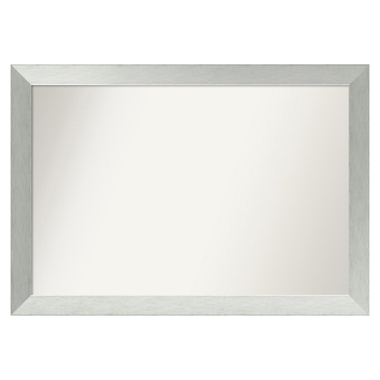 Amanti Art Brushed Sterling Silver Frame 40-in W x 28-in H Square Brushed Sterling Silver Framed Vanity Mirror