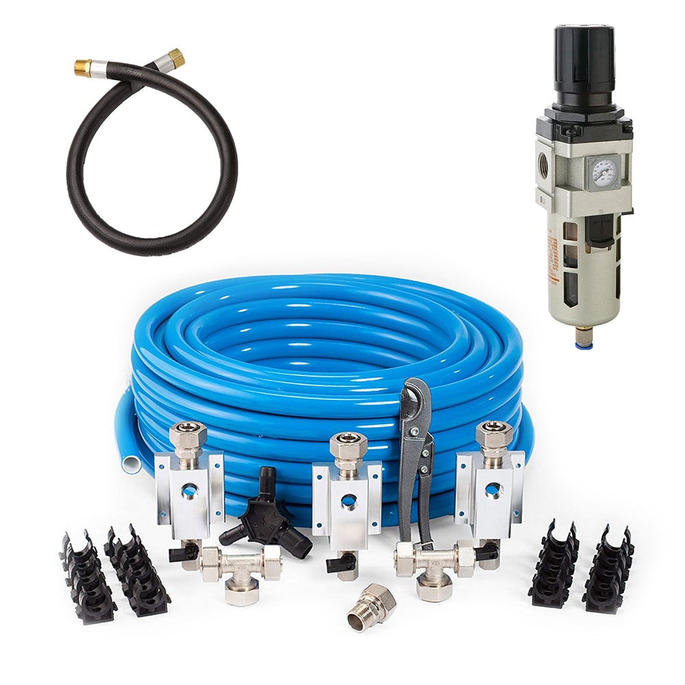 RapidAir Maxline 100 Ft 0.75 In Tubing Kit, Filter Regulator with-Gauge, and 3 Ft Jumper Hose 275870