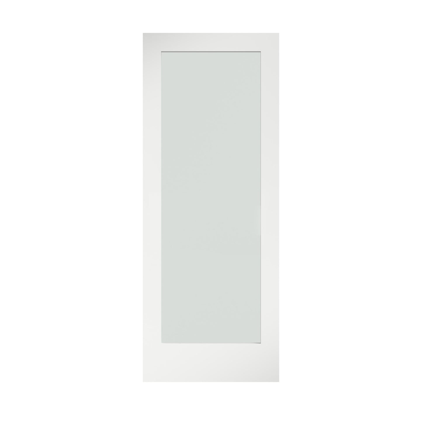 EightDoors 36-in x 80-in White primed 1-panel Frosted glass Smooth Solid core Primed Pine Wood Slab Door