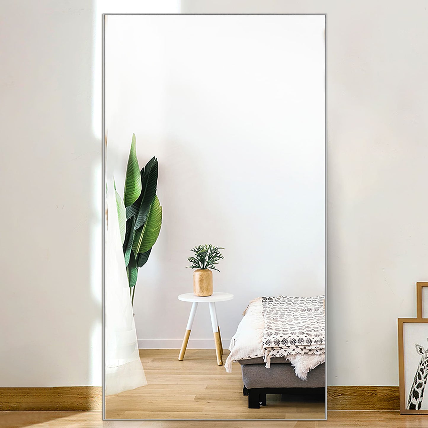 Dovelina 32-in W x 71.0-in H Rectangle Sliver Framed Full Length Wall Mirror