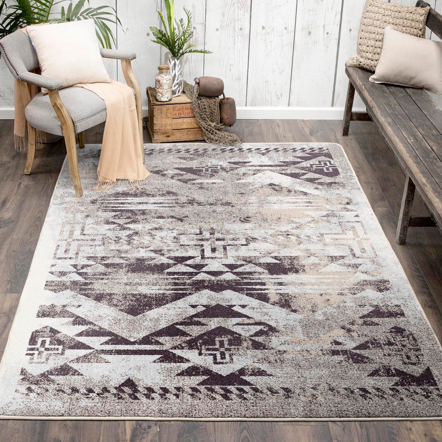 American Dakota 5 x 8 (ft) Tufted Nylon Sandstone Rectangular Indoor Southwestern Spot Clean Only Area rug