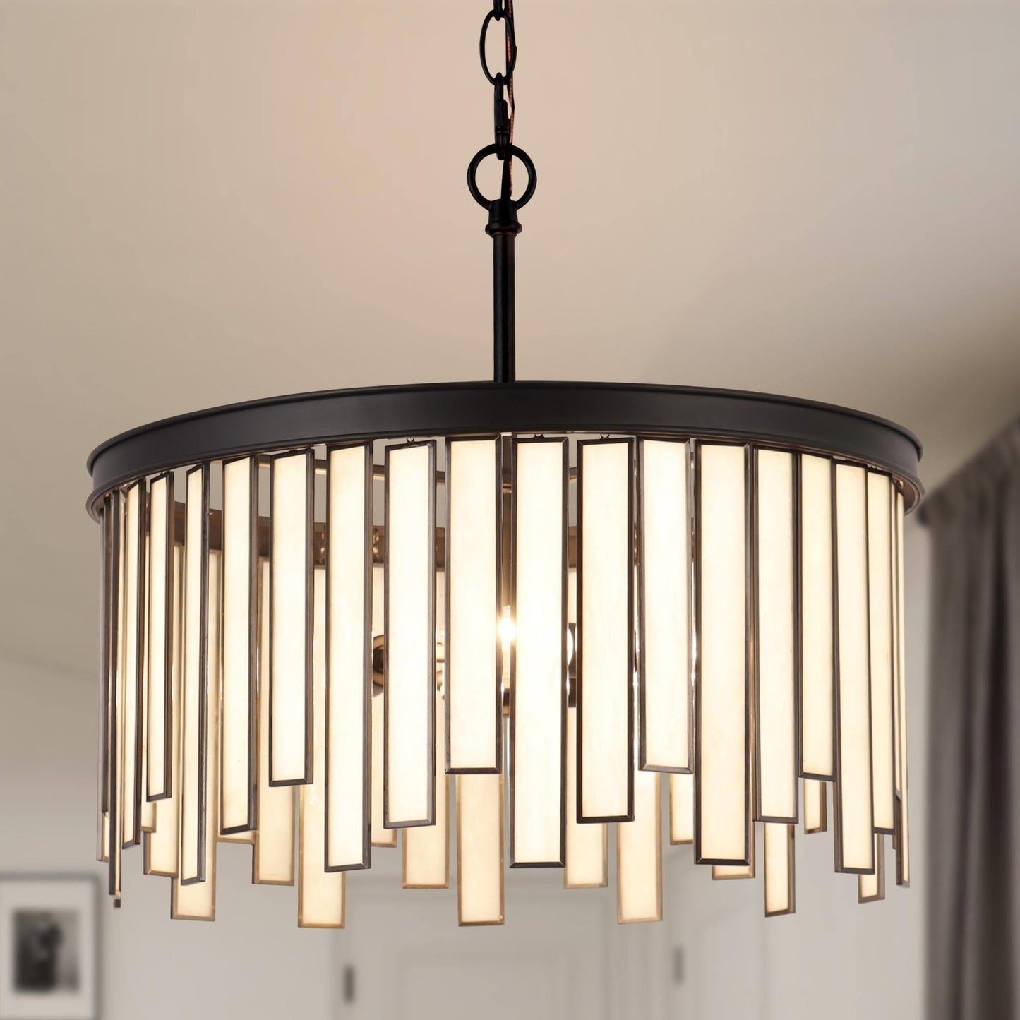 LNC Hemaaolay 3 -Light Matte Gold Indoor Art glass Glass Metal Chandelier