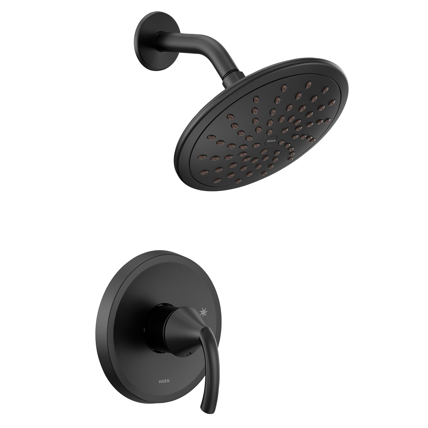 Moen Glyde Matte Black 1-handle 8-in Round Shower Faucet (Single Function)