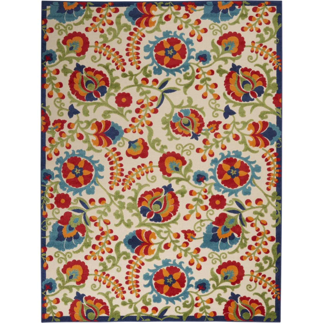HomeRoots 8 x 11 (ft) Polypropylene Multicolor Rectangular Indoor/Outdoor Floral Area rug