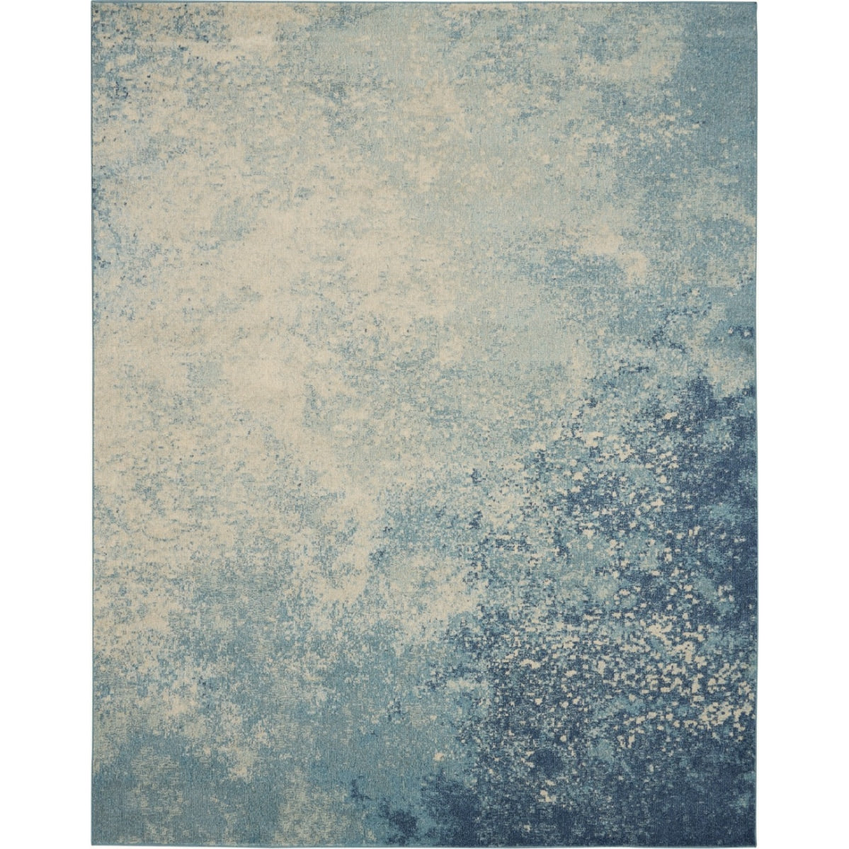 HomeRoots 8 x 10 (ft) Loomed Polypropylene Navy Light Blue Rectangular Indoor Abstract Area rug