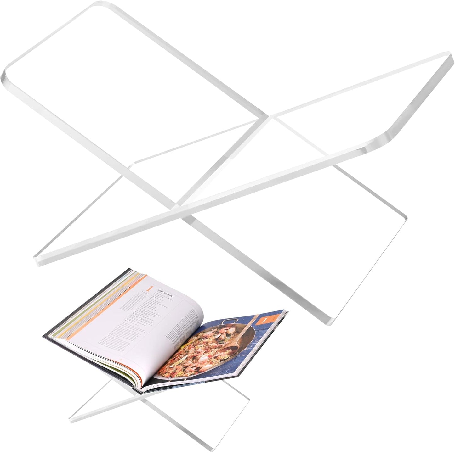 Acrylic Book Holder 11 x 7 x 6 in Open Large Book Display Stand for Cookbook Art Book Bible Guest Book - 2-Piece Coffee Table Book Stand for Reading - Clear, Transparency