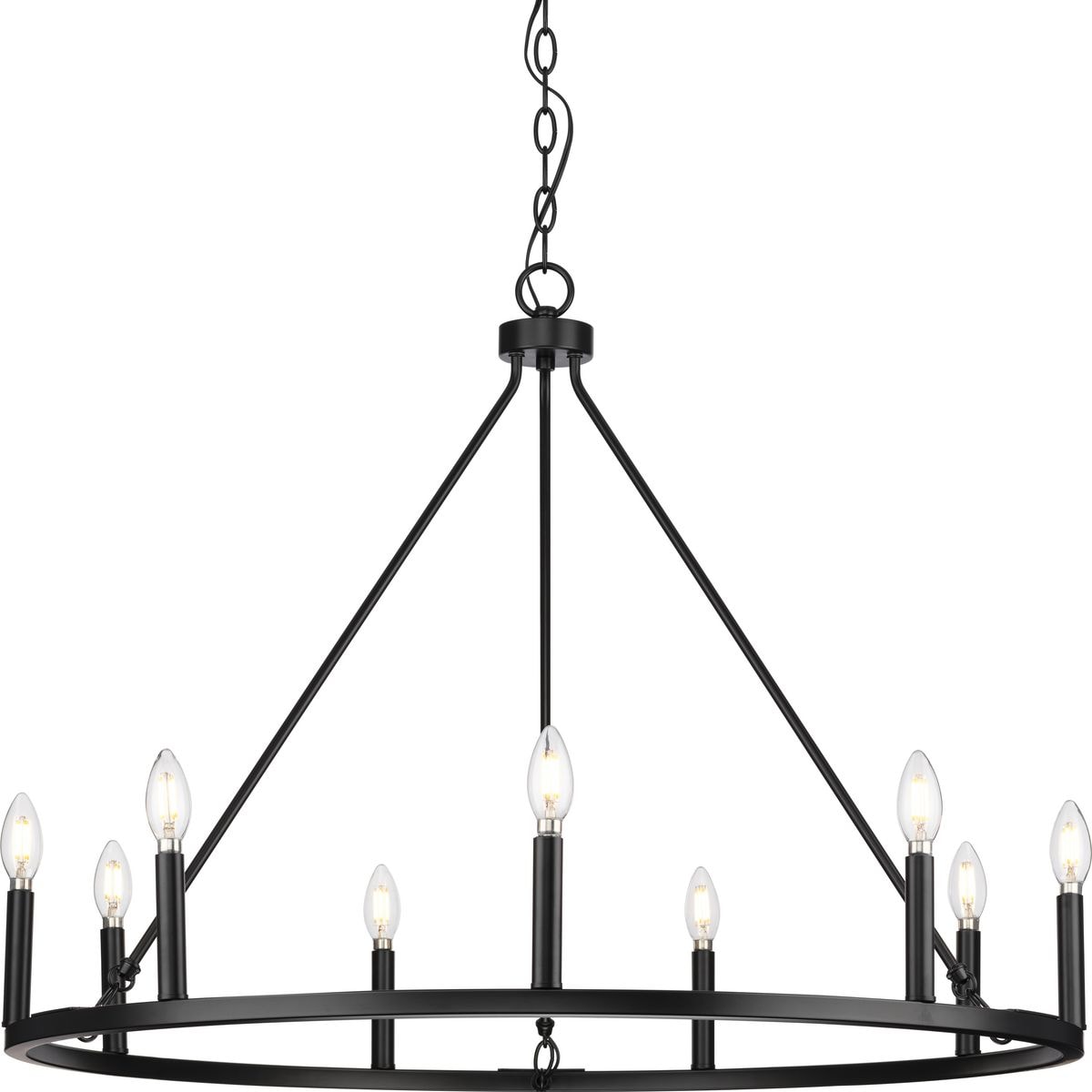 Progress Lighting Gilliam 9 -Light Matte Black Indoor Steel Chandelier