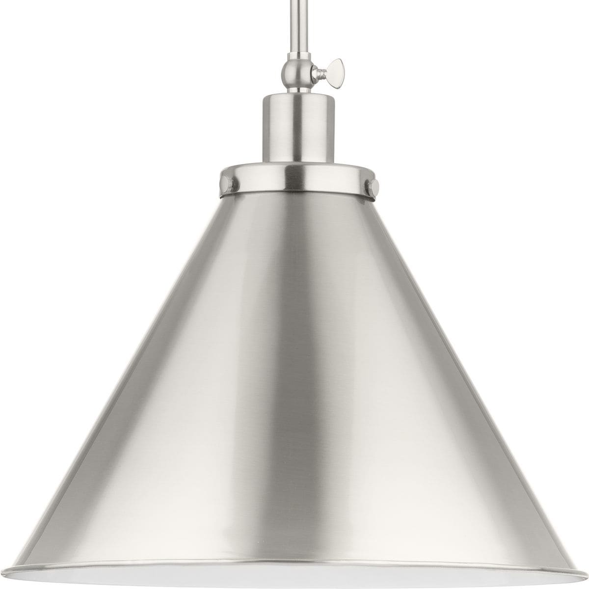 Progress Lighting Hinton 1 -Light Brushed Nickel Modern/contemporary Metal Cone Medium Indoor Hanging Pendant Light